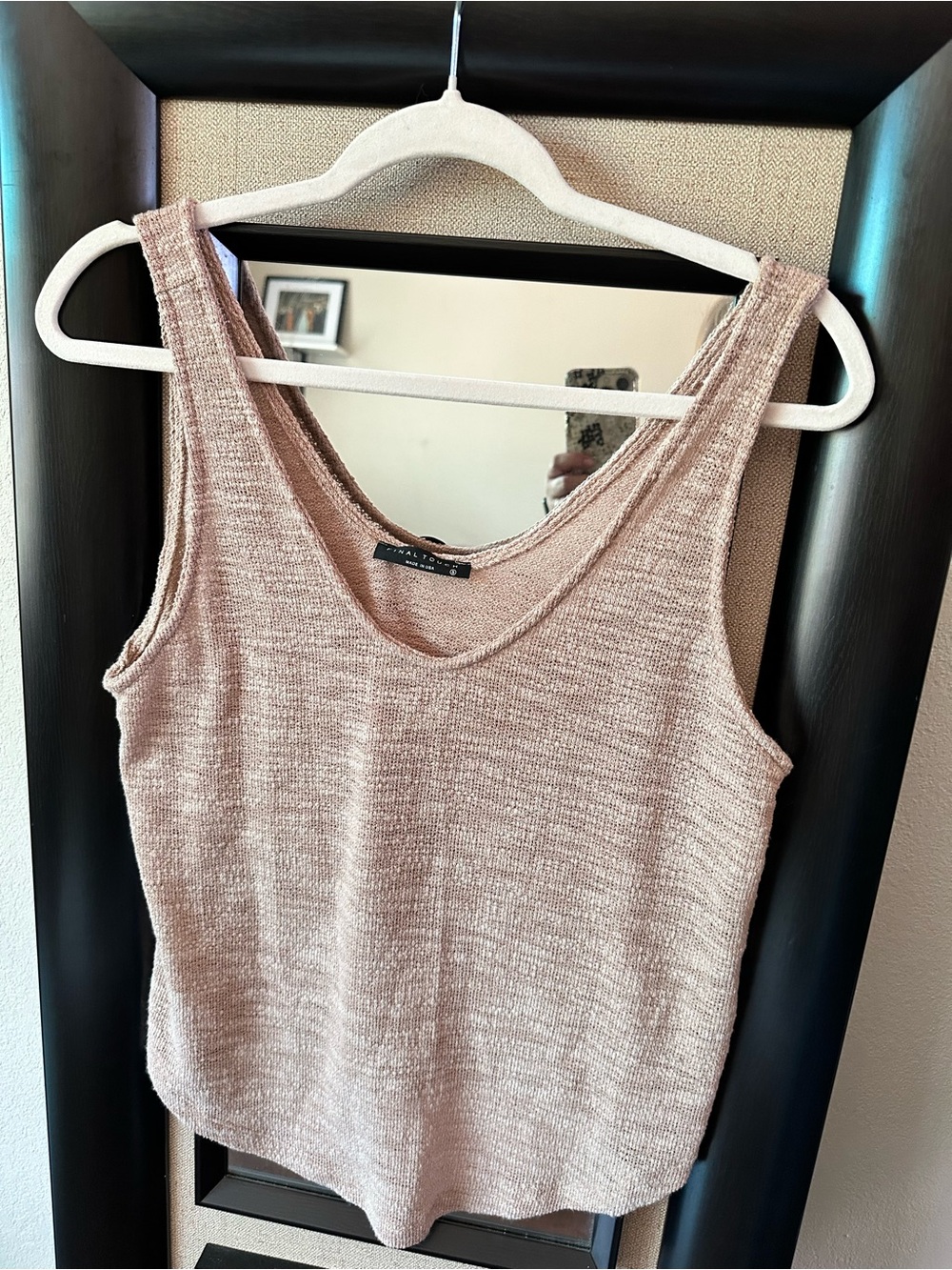 Final Touch Knit Scoop Neck Tank Top in Taupe